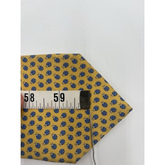 BROOKS BROTHERS Makers and Merchants 100% Silk Yellow Ladybug Necktie 3.5.\